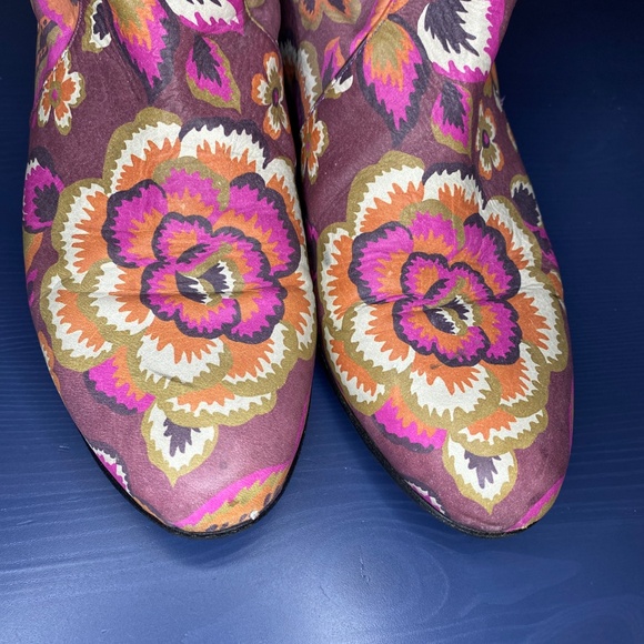 Baldinini Leather Floral Print Tall Boots Purple Pink Made in Italy 38 EU/IT - Picture 7 of 16